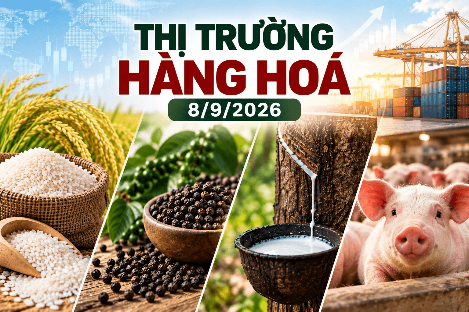 Gạo giảm nhẹ, hồ tiêu “đứng giá”, cao su bứt phá trên các sàn châu á