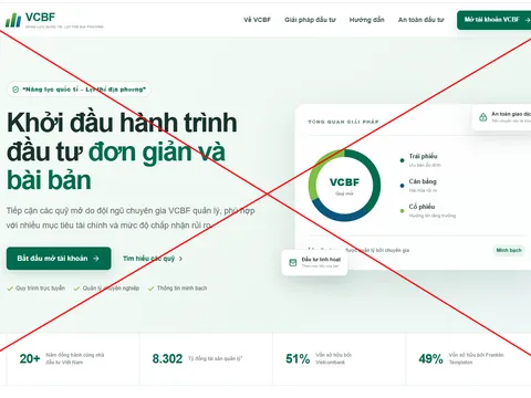 UBCKNN cảnh báo website giả mạo Quỹ đầu tư Vietcombank, dẫn dụ người dùng nạp tiền