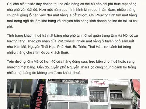 NHÀ MẶT PHỐ CHO THUÊ SẼ Ế ...BẠO HƠN TRONG 20 NĂM TỚI