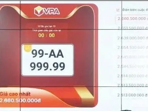 Biển số xe máy “ngũ quý 9” Bắc Ninh đấu giá hơn 2,66 tỷ đồng