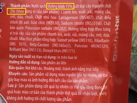 Chỉ 2% nước cốt trái cây nhưng được gọi là thạch rau câu ”cốt trái cây tươi”: Người tiêu dùng có đang bị dẫn dắt?