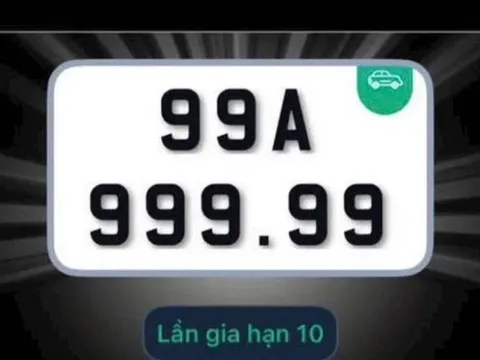 Biển số ngũ quý lập kỷ lục mới: 99A-999.99 trúng 21,87 tỷ đồng